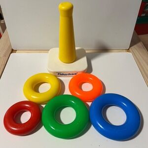 Vintage Fisher Price Rock A Stack Ring Stack Game 80's Complete Clean
